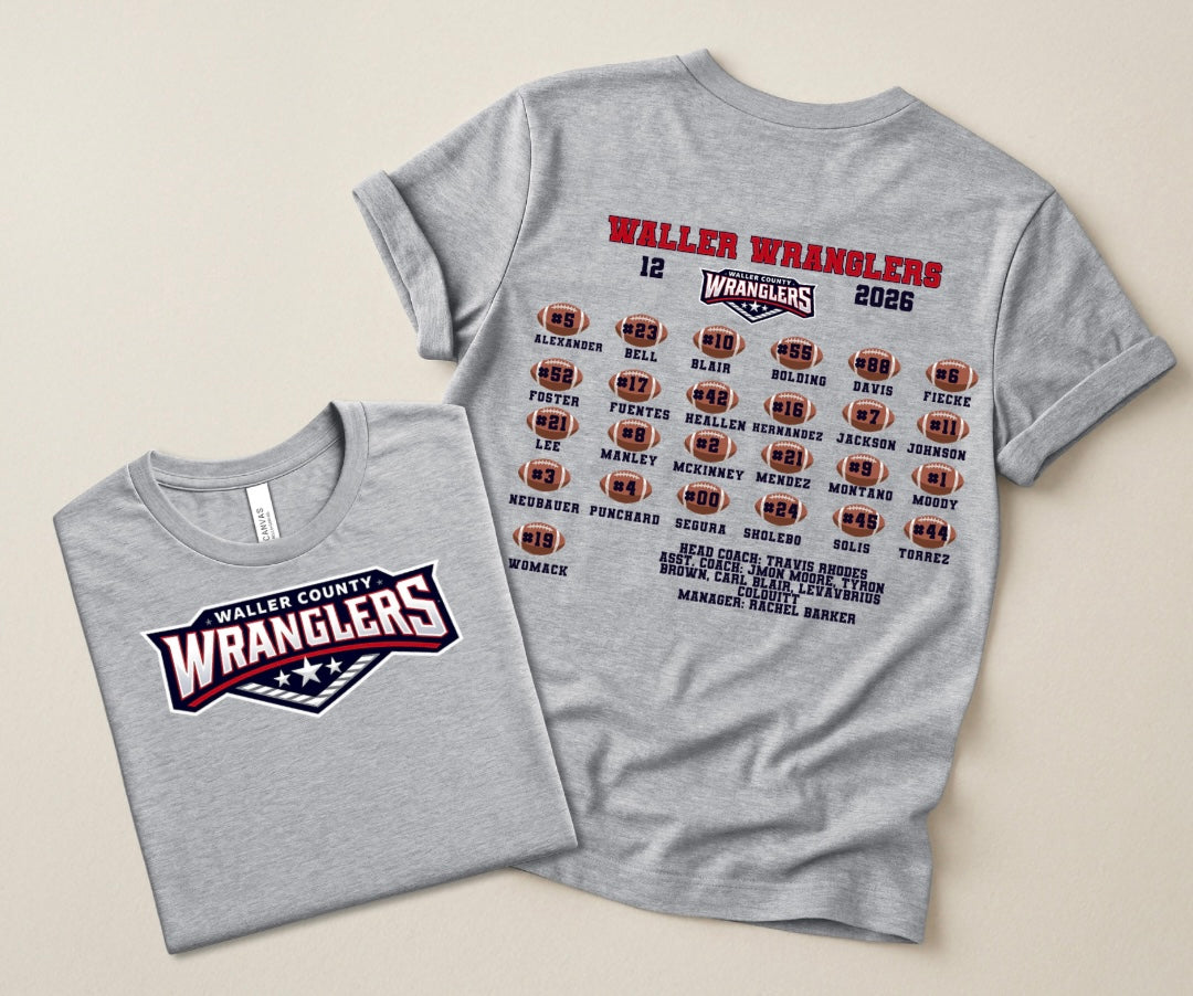 12U Wrangler Football Roster Shirt