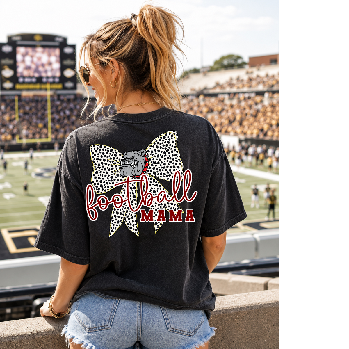 Polka Dot Bow with Mascot in Middle