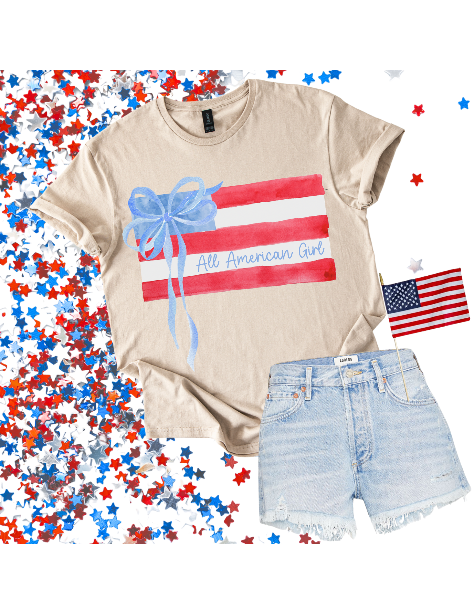 Girl All American Flag