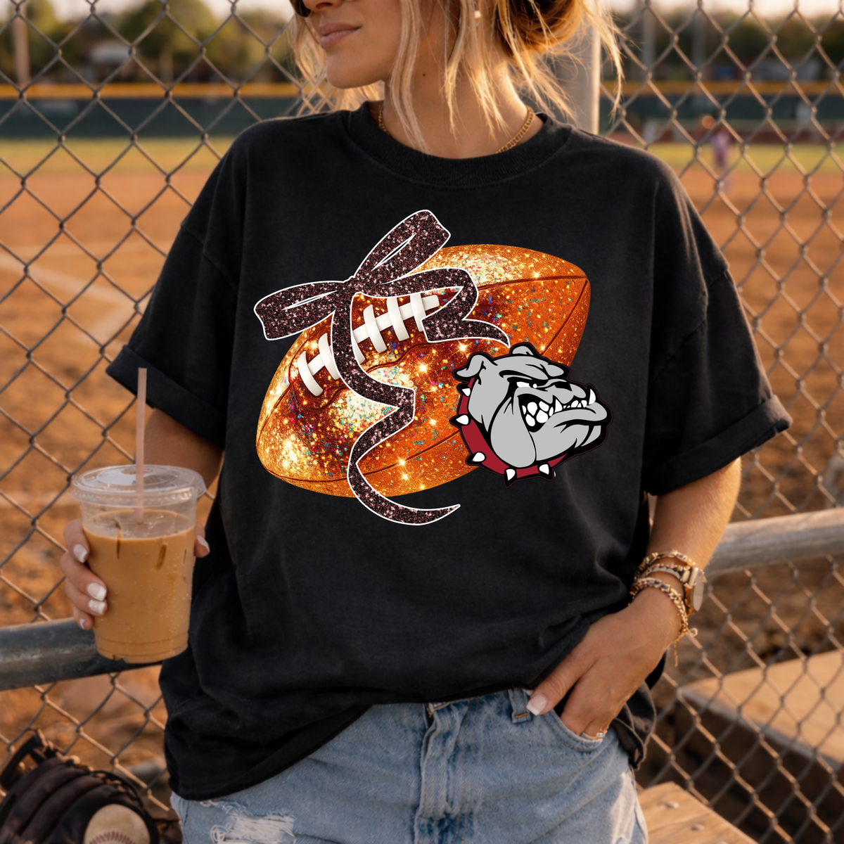 Glittery Football with Mascot